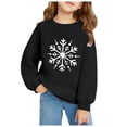 thumbnail image 3 of Girls Snowflake Print Crewneck Sweatshirt, Soft Long Sleeve Pullover Top for Kids, Casual Winter Fleece Lined Sweater Shirt for School Daily Wear, 3 of 6