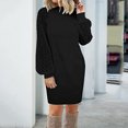 thumbnail image 1 of Mode Femme Chandail à Manches Longues Automne Uni Décontracté Robe Chandail en Molleton Col Rond, 1 of 7