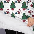 thumbnail image 3 of Oversized Wearable Blanket Hoodie,White Christmas Santa and Tree Pattern Sherpa Blanket Hoodie with Super Pockets,Super Warm Fuzzy Pullover for Women & Men, 3 of 6