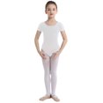 thumbnail image 3 of YONGHS Kids Girls Short Sleeves Cotton Ballet Leotard Gymnastics Sports Exercise Bodysuit Dancewear White 4, 3 of 6