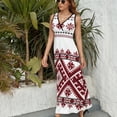 thumbnail image 6 of Bohemian Style Embroidery Womens Night Club Maxi Dress V Neck Sleeveless Bohemia Long Dresses, 6 of 9