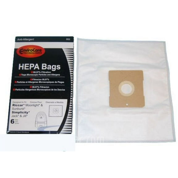 EnviroCare Replacement HEPA Filtration Vacuum Cleaner Dust Bags made to fit Riccar Moonlight and Sunburst. Simplicity Jack and Jill Canisters 18 pack