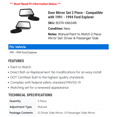 thumbnail image 2 of Door Mirror Set 2 Piece - Compatible with 1991 - 1994 Ford Explorer 1992 1993, 2 of 2