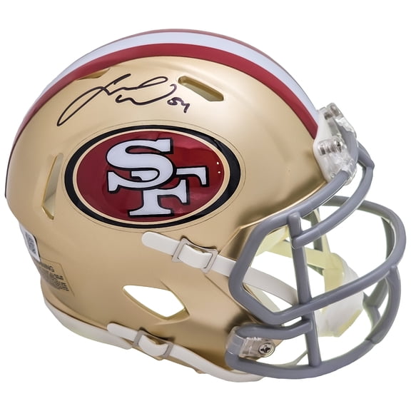 Fred Warner Autographed San Francisco 49ers Gold Speed Mini Helmet Beckett BAS Witness 216804