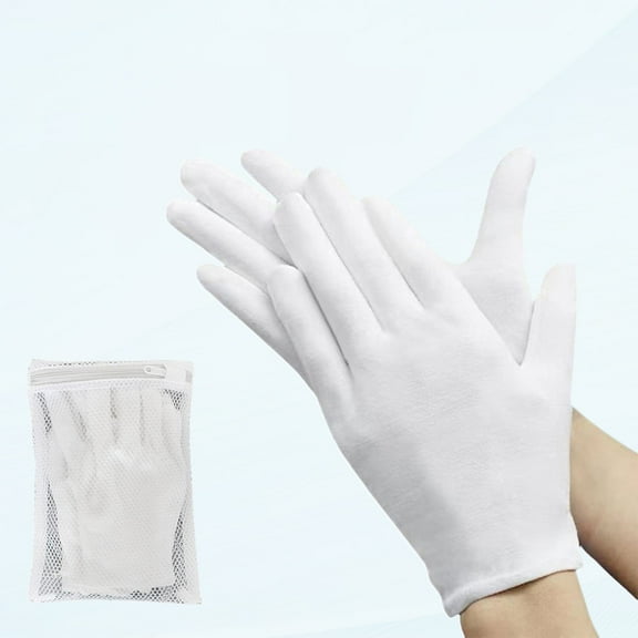 16 pcs (8 Pairs) White Cotton Gloves, White Moist Gloves, Cotton Gloves for Dry Eczema Hands, White Sleeping Gloves for Men and Women, SPA Clothing Gloves Beauty Gloves