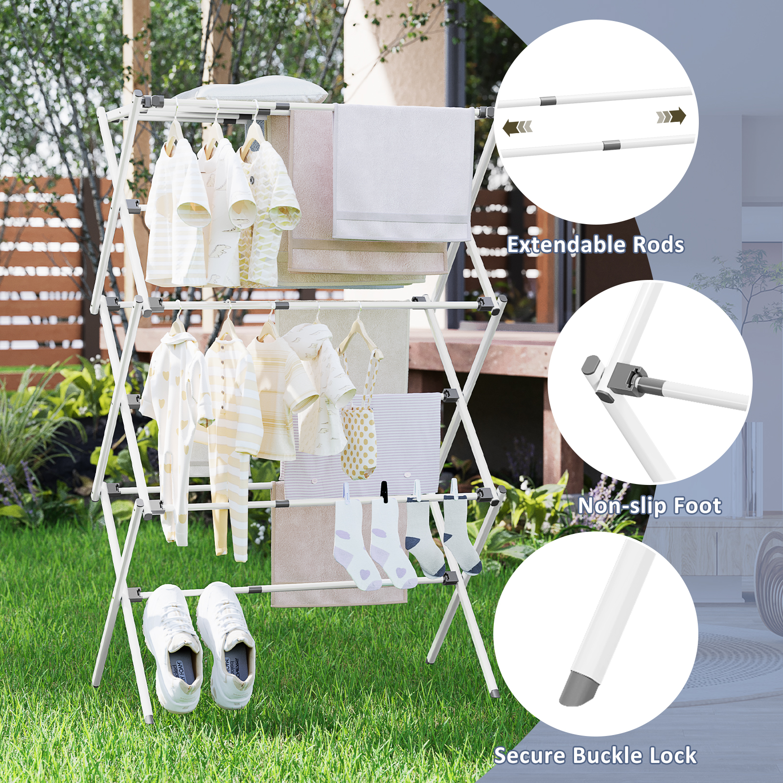 Kingrack 3-Tier Collapsible Steel Drying Rack photo 6
