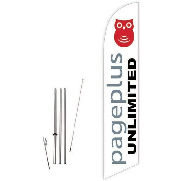 Cobb Promo PagePlus Unlimited White Feather Flag with Complete 15ft Pole kit and Ground Spike
