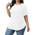 thumbnail image 5 of Vibrex Womens Plus Size Tops Crewneck Short Sleeve Shirts Casual Loose Tunic Tops Curved Hem Summer Blouses, 5 of 8
