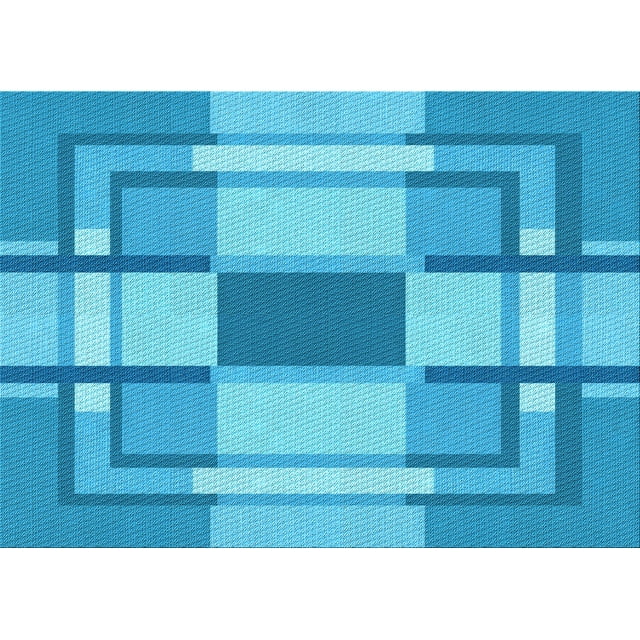 Ahgly Company Machine Washable Indoor Rectangle Transitional Bright Turquoise Blue Area Rugs, 8' x 12'