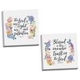 thumbnail image 2 of Gango Home Decor Lovely Watercolor-Style Floral "Blessed Is The One Who Trusts In The Lord" & "The Lord Is My Light" Bible Verse Set; Two 16x16in Hand-Stretched Canvases, 2 of 6