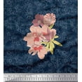 thumbnail image 1 of Soimoi Blue Rayon Fabric Leaves & Floral Print Sewing Fabric BTY 56 Inch Wide, 1 of 1