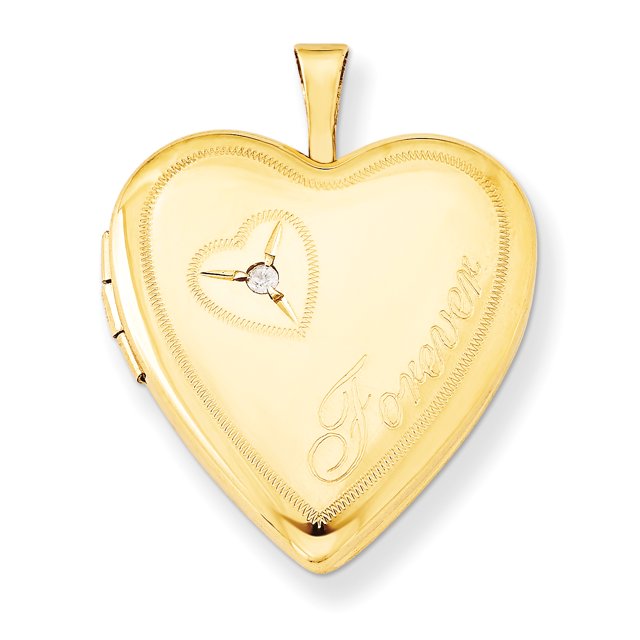 Collier Pendentif Médaillon Cœur Éternel Rempli d'Or 20mm 1/20