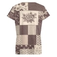 thumbnail image 6 of Patchwork Floral Brown Beige Women's Blouse Short Sleeve Women's Top T-Shirt Spring Summer Clothes, 6 of 7