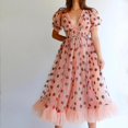 thumbnail image 4 of Sexy Maxi vestido con fresas mujer fiesta Vintage mujer vestidos de noche Deep V Puff, 4 of 5