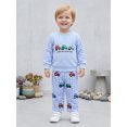 thumbnail image 4 of RUINIXCW Toddler Baby Boy Spring Fall Winter Outfits Infant Baby Boy Clothes Tractors Letter Embroidery Sweatshirt Top and Wide Legs Plaid Pants Set, 4 of 10