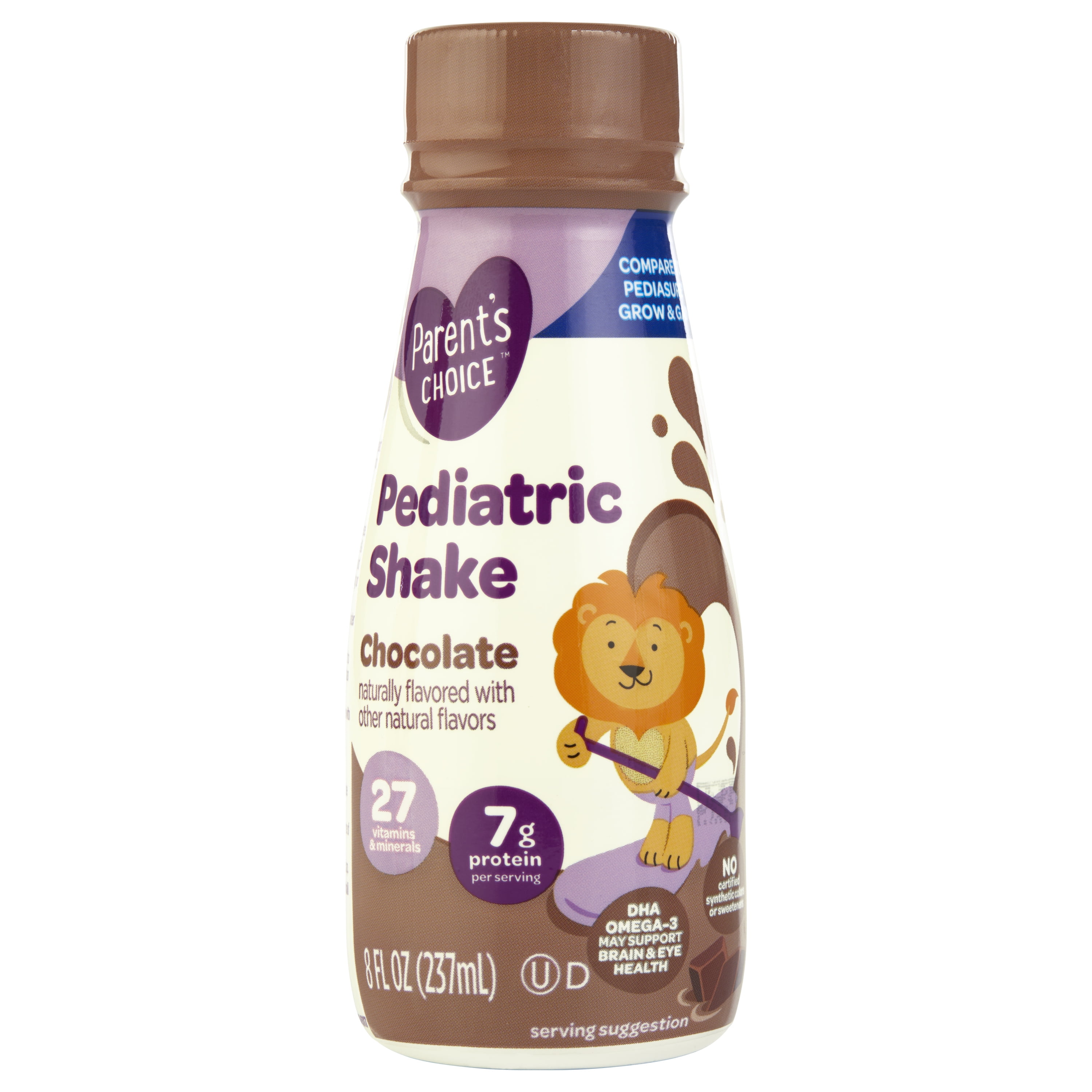(3 pack) Parent's Choice Pediatric Shake, Chocolate, 8 fl oz Bottle, 6 Shakes