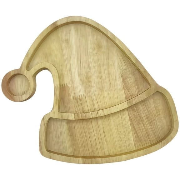 Easter & Christmas Hat-Shaped Wooden Serving Tray, Festive Charcuterie Platter for Parties, Natural Sturdy Wood, Smooth Edges, Easy Clean, Great for Family Gatherings and Holiday Decor