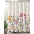thumbnail image 2 of Rustic Watercolor Floral Shower Curtain, Wild Flowers Pink Yellow Dragonflies Bathroom Decor Curtains Set with Hooks, Waterproof Fabric Home Accessories， Stall 48 X 72 Inch, 2 of 6