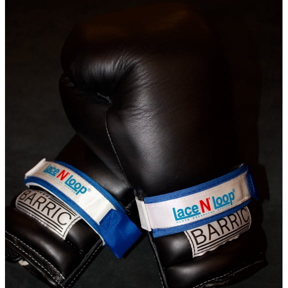 White  Blue Lace N Loop Straps (Pair)