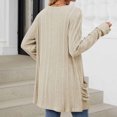 thumbnail image 4 of BXINGOHAI Women's Open Front Cardigan Solid Long Sleeve Tops Soft Comfy Casual Outwear Coats With Pockets Today Beige,L, 4 of 4