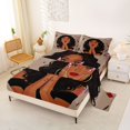 thumbnail image 2 of Castle Fairy Glam Black Woman Bed Sheets 4-Piece,Makeup Print Full Size Sheets,Brown Black,1 Fitted Sheet, 1 Flat Sheet and 2 Pillowcases, 2 of 6