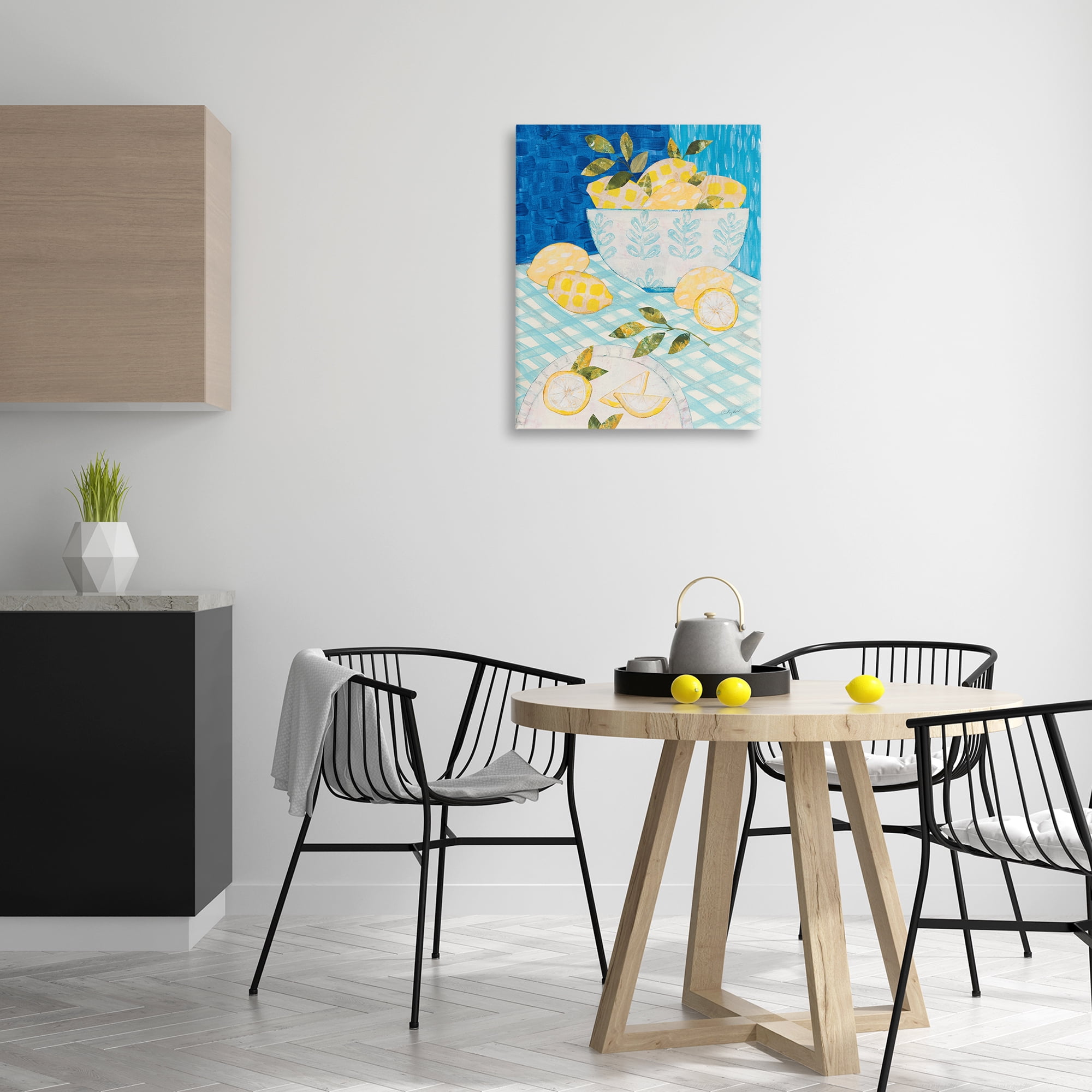 Stupell Industries Patterned Lemons Tablescape Food & Beverage Painting Wrapped Canvas Art Print Wall Art, 24 x 30