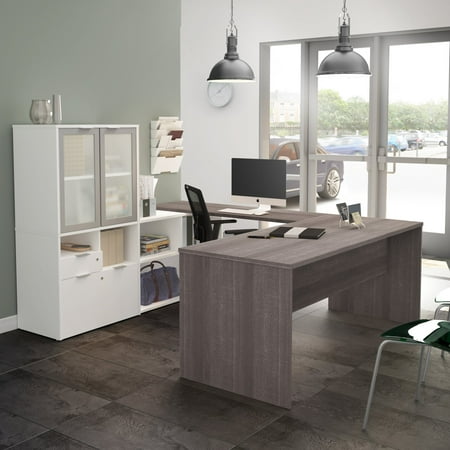 Bestar i3 Plus U-Desk with Frosted Glass Door