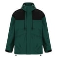 thumbnail image 4 of Men's Windbreaker Jacket Unisex Long Sleeves Hooded Patchwork Zipper Outdoor Workwear Trench Coat Army Green L Zip Front Windbreaker Jacket, 4 of 5
