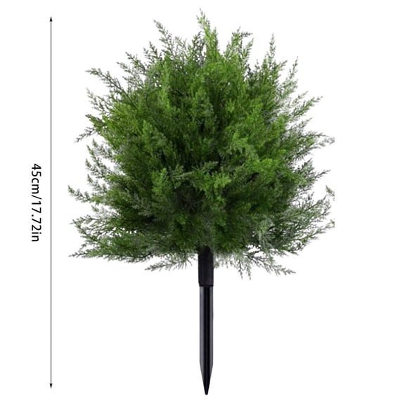 24'' Artificial Cedar Topiary Ball Trees with Ground Spike,Artificial Shrubs, UV Resistant Fake Plant Brush for Indoor Outdoor Front Porch Garden