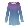thumbnail image 5 of Scyoekwg Long Sleeve Shirts for Women Crew Neck Hide Belly Pullovers Comfy Gradient Print Graphic Tees Cute Tops Dressy Casual Blouses Loose Tunics Tops to Wear with Leggings (Light Blue,S), 5 of 5