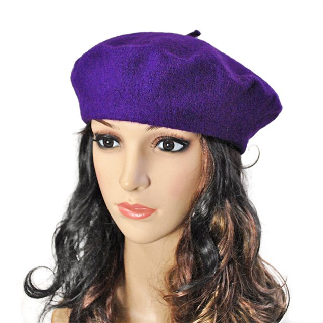 Boina de tela de lana sintética para mujer de otoño e invierno, sombrero de pintor exquisito y sencillo