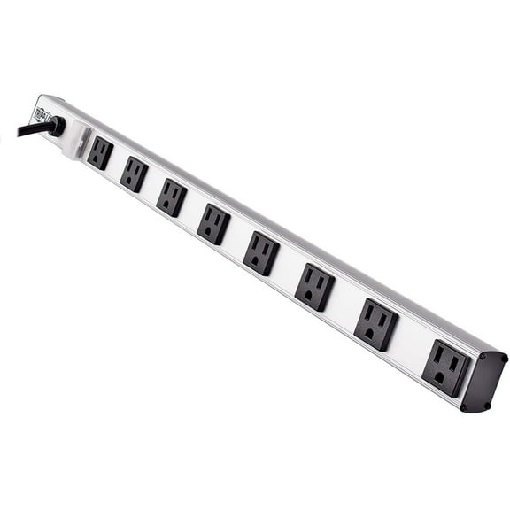 Tripp Lite 8 Right Angle Outlet Bench & Cabinet Power Strip, 24 in. Length, 15ft Cord with 5-15P Plug (PS2408RA),Black/Gray CA2