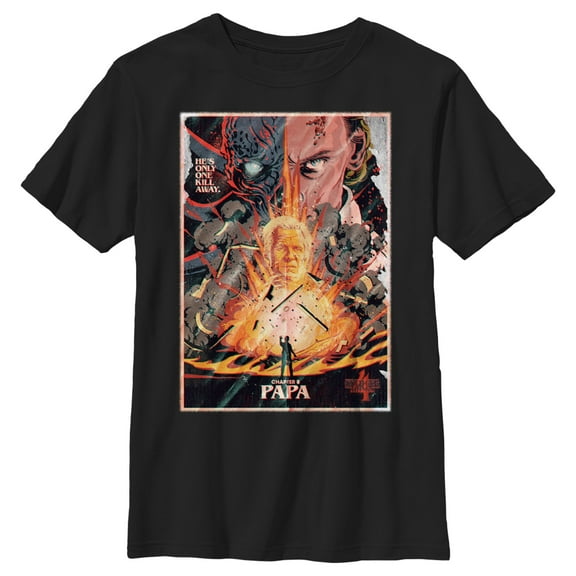 Netflix Boy's Stranger Things Retro Papa Poster Graphic T-Shirt