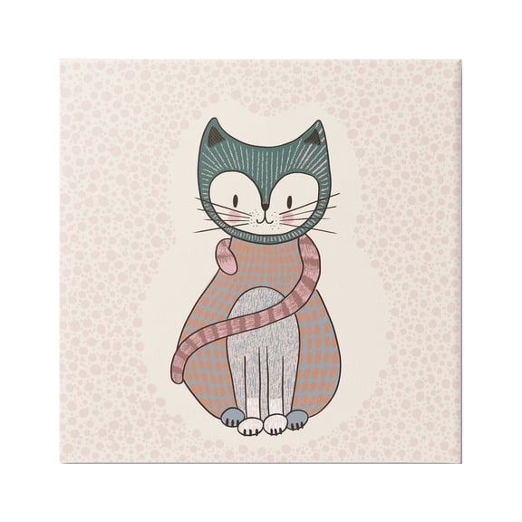 Stupell Industries Speckled Kitty Cat Patterned Shapes Animal Design Graphic Art Gallery Wrapped Canvas Print Wall Art, Design by Birgit Maria Kiennast