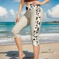 thumbnail image 2 of UVEASISHA Womens High Waist Capri Pants Soft Stretchy Slim Fit Bohemian Swimming Leggings Breathable Lightweight Casual Bottoms for Vacation Beach Multicolor S, 2 of 6