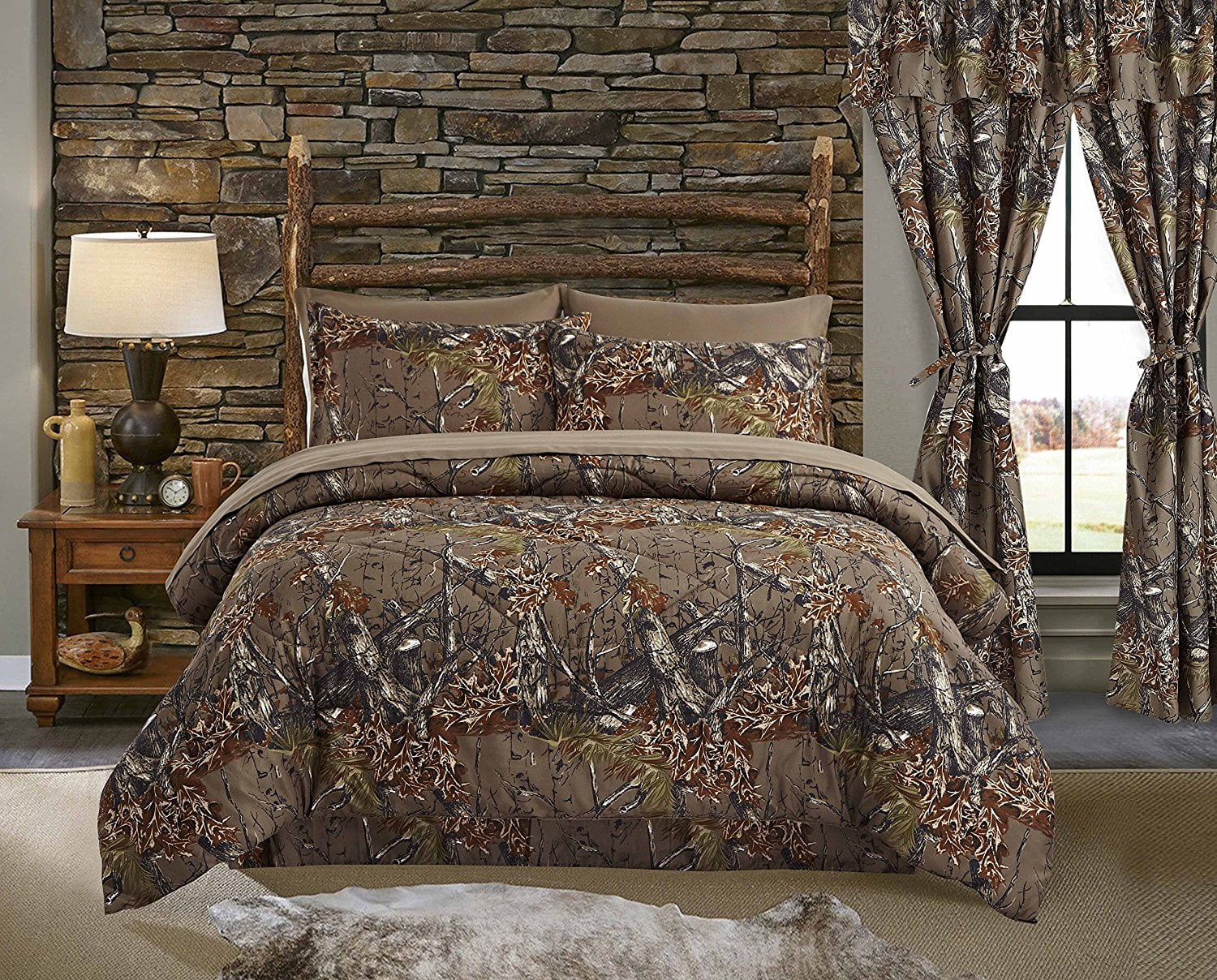 Regal Comfort The Woods Natural Green Camouflage Twin 4 Piece Premium