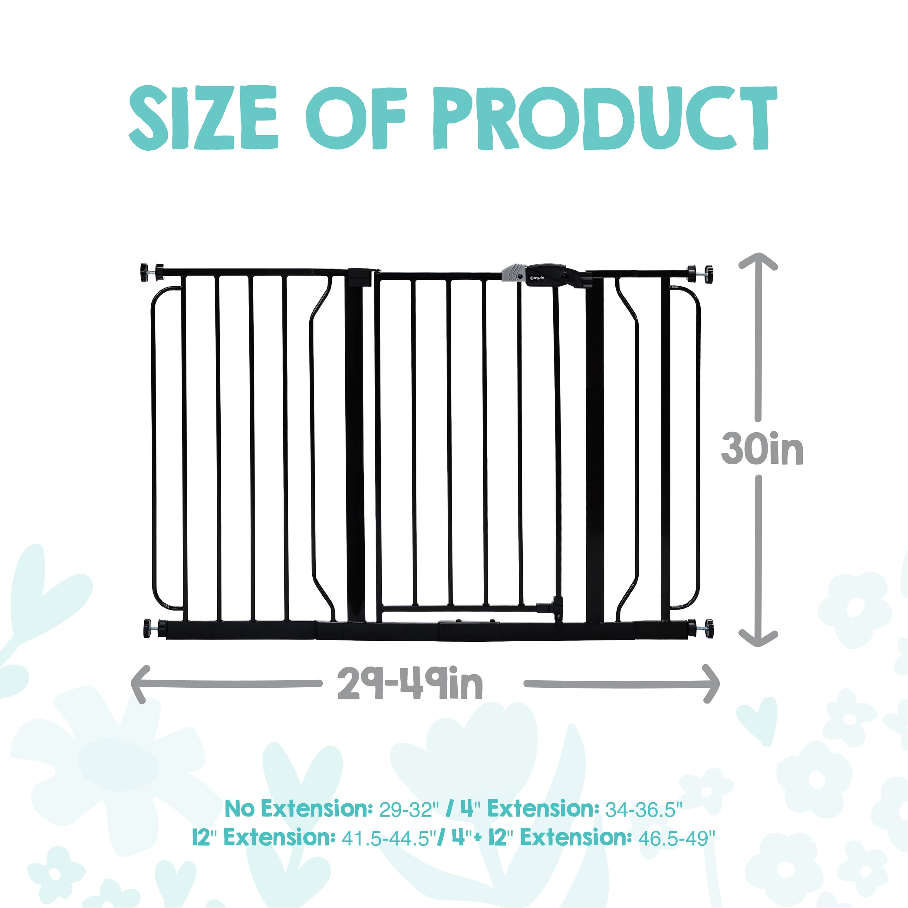 Regalo Easy Step Extra Wide 49-Inch Baby Safety Gate, Black – Adjustable Metal Gate for Babies 6–24 Months