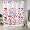thumbnail image 6 of No Hook Shower Curtain, Colorful Polka Dot Shower Curtains for Bathroom with See Through Top Window, Rainbow Watercolor Polka Dots Waterproof & Washable Bath Curtain 66"x72", 6 of 9