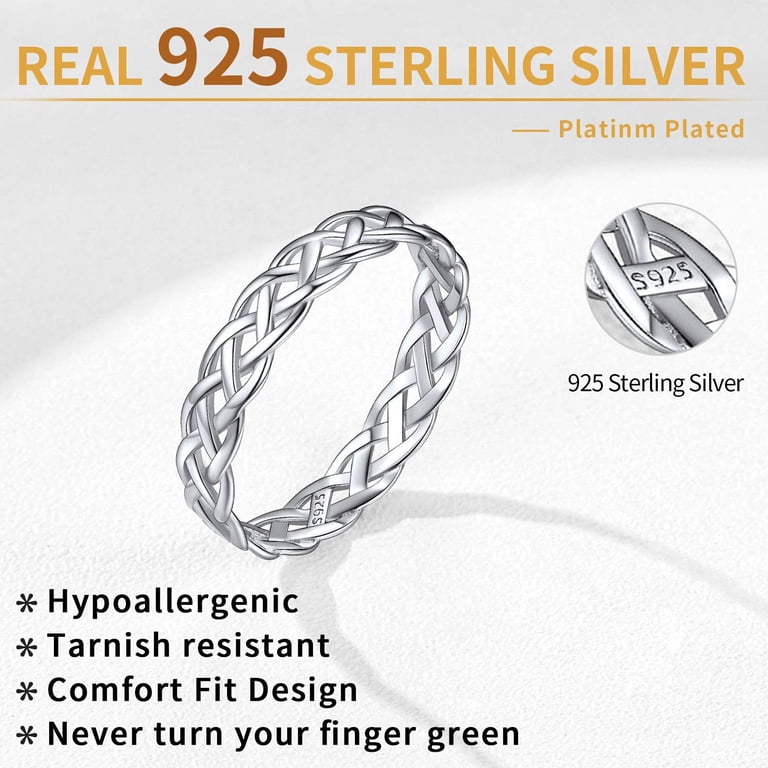 ChicSilver 925 Sterling Silver Celtic Knot Eternity Band, 4mm photo 5