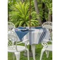 thumbnail image 2 of Outdoor Tablecloth with Umbrella Hole and Zipper, Blue Beige Round Table Cloth 60 Inch Waterproof Tablecloth, Modern Abstract Gradient Vertical Stripes Picnic Table Cover for Patio Camping, 2 of 7