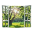 thumbnail image 5 of Creowell  Tapestry Green Aesthetic Natural Scenery Window View Wall Tapestries for Bedroom Living Room Decor Trees Forest Sunrise Sunshine Picture Summer Nature Tapestry 40x30inch, 5 of 6
