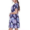 thumbnail image 2 of Balery blue starry sky Skull flower Vestidos sueltos de manga corta para mujer, vestidos de verano 2025, vestidos casuales de corte A con vuelo., 2 of 6