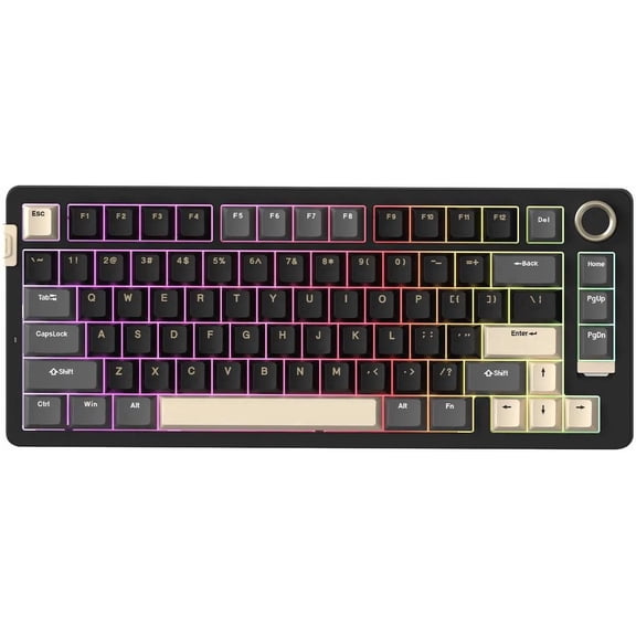 Rosewill Neon S75 Wireless Mechanical Gaming Keyboard, 80-Key Layout w/ Volume Knob, Bluetooth / 2.4GHz / USB-C, Hot-Swappable Brown Switches, RGB Backlit, 6000mAh Battery, Windows & macOS, Black