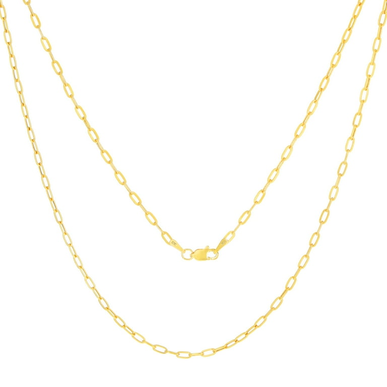 Nuragold 10k Yellow Gold, 2mm Paperclip Chain Necklace
