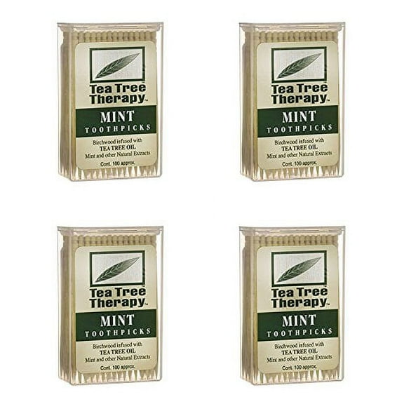Tea Tree Therapy - Tea Tree & Menthol Toothpicks (100 Count) (4-Pack)