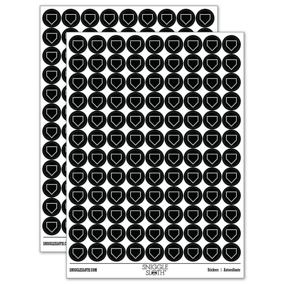Home Plate Baseball Outline 200 Round Stickers - Black - Gloss Finish - 0.50" Size