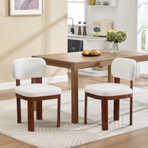 Noble House Modern Fabric Upholstered Dining Chairs, Rubberwood Frame, Beige and Natural Walnut