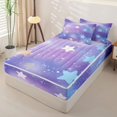 thumbnail image 2 of Manfei Gradient Galaxy Zipper Twin Comforter Sets with Fitted Sheet and 2 Pillowcases,Cute Stars Zipper Bedding Set,Purple Blue,Colorful Stars Reversible,4pcs, 2 of 8