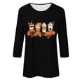 thumbnail image 5 of VKOYWKM Women's Halloween Tops 3/4 Sleeve Spooky Pumpkin Ghost Graphic T Shirts Fall Crew Neck Loose Party Blouses Halloween Costume, 5 of 5