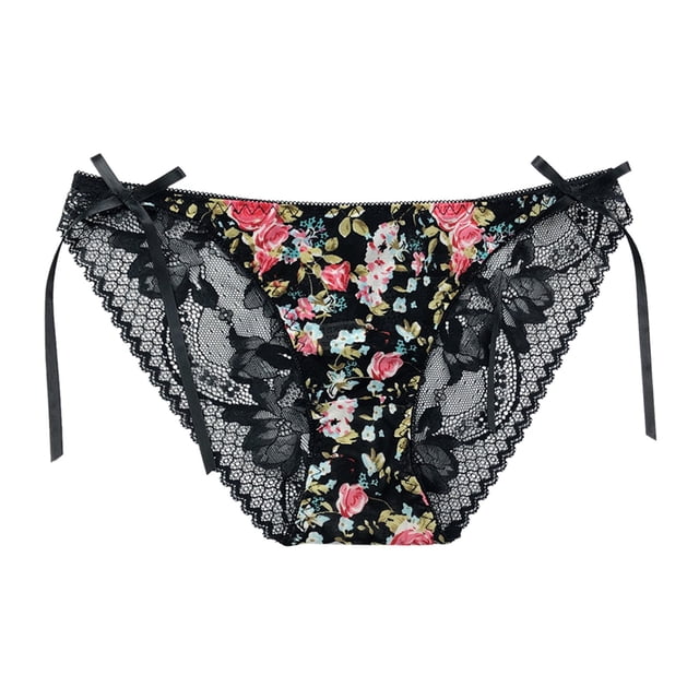 WZXFASHION Culottes en Maille pour Femmes Design Nœud Aguichant Confortables Respirantes Creusées Taille Basse Élastique Culottes Rose Vif Taille Unique